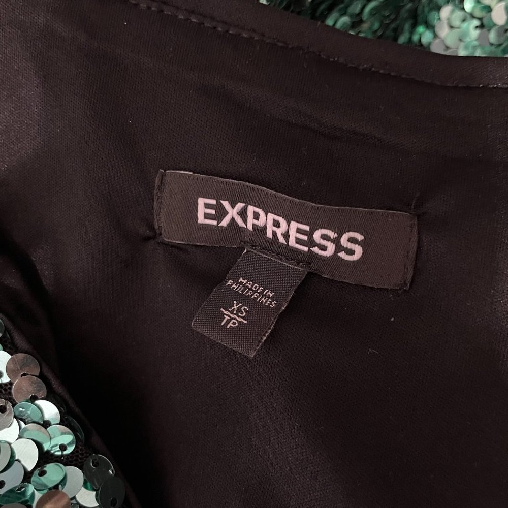 Express Size X-Small Multicolor Sequined Mini Dress Cocktail Party Bling Sparkly - Picture 7 of 7